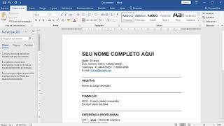 Como Fazer um Currículo Simples no Word em 5 Minutos  Currículo Rápido e Fácil [upl. by Plafker]