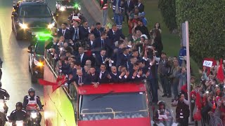 Morocco celebrate World Cup performance with fans in Rabat  AFP [upl. by Jasen]