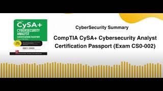 CompTIA CySA Cybersecurity Analyst Certification Passport Exam CS0 002 [upl. by Ross802]