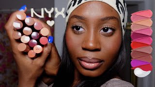 TRYING NYX BUTTER GLOSSES ON DARK SKIN [upl. by Phaidra]