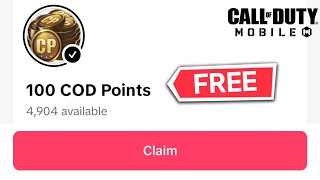 LEGIT FREE 100 COD POINTS FOR EVERYONE  COD MOBILE [upl. by Yendirb54]