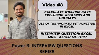 Calculate Working Days Excluding Weekends and Holidays  Excel Interview Question MNC Asked Me This [upl. by Madoc]