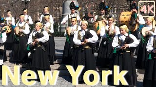 Bagpipe band music from Galicia Spain in New York City 4K Ultra HD [upl. by Anerol]