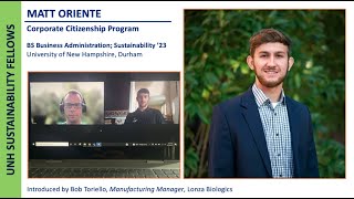 2021 Sustainability Fellowship Matt Oriente Lonza Biologics [upl. by Benyamin]