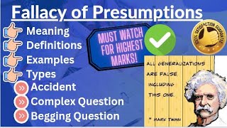 fallacy of presumption and its types with examplespresumption and burden of proof [upl. by Anelliw]