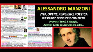 TUTTO su ALESSANDRO MANZONI Vita Opere Pensiero Poetica utilevero e interessante [upl. by Eenobe]