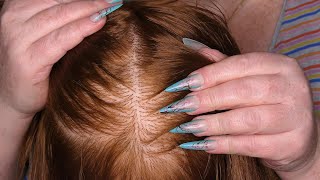 ASMR Scalp Check with Long Nails Scalp Scratching Whispering Hairdresser Roleplay [upl. by Hurwit555]