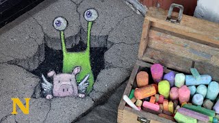 Street Artist Amazes The World With Playful 3D Chalk Drawings [upl. by Richards]