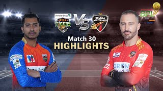 Khulna Tigers vs Comilla Victorians  30th Match  Highlights  Season 8  BBPL 2022 [upl. by Arais]