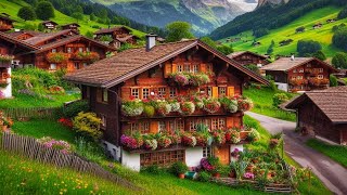 Switzerland countryside  Relaxing walk in the most beautiful villages in Bernese Oberland [upl. by Nosittam450]