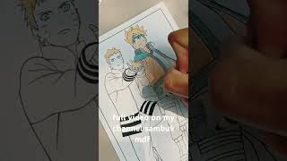 coloring anime boruto with coloring pencil asmr satisfying asmr naruto [upl. by Lairea]