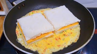 10 minutes recipe Easy and Quick Breakfast RecipeCheese Bread Omelette Sandwich Recipe [upl. by Naelopan206]