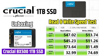 Crucial BX500 1TB SATA SSD Unboxing amp Actual Speed Test  Crucial SSD Read amp Write Speed Test [upl. by Nikkie]