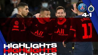 HIGHLIGHTS  PSG 4  1 Club Bruges  A brace for Kylian Mbappé amp Leo Messi ⚽️ [upl. by Cherye221]