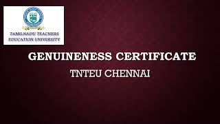 Genuineness Certificate TNTEU TNTEU BEd Genuinenesscertificate ktetcategory2 equivalency [upl. by Rhea152]