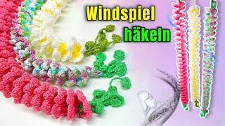 Windspiel häkeln  🌼 Blütenblatt Spinner🌼  Sommerdeko [upl. by Lledra272]