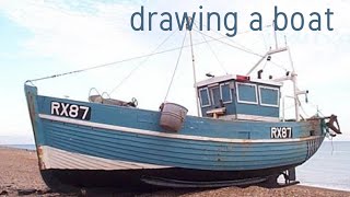 Drawing A Fishing Boat Pencil Sketch [upl. by Beatrix]