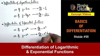 Class 11 Physics  Basics of Differentiation  9 Logarithmic amp Exponential Functions  JEE amp NEET [upl. by Nortna990]