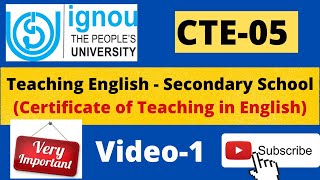 CTE05  Teaching English Secondary School  Certificate in Teaching of English IGNOU [upl. by Anibor853]