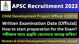 APSC CDPO 2023 Written Examination Date [upl. by Eeloj]