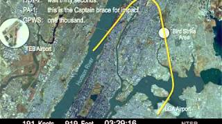 Flight Path Ditching of US Airways Fight 1549 Airbus A320 N106US in the Hudson River [upl. by Eahc]