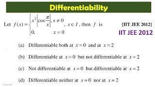 🌸How to find where function is continuous  differentiable Maths Previous Year Questions of IIT JEE [upl. by Oralle]