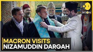 French President Macron enjoys Qawwali at Nizamuddin Dargah Delhi  WION [upl. by Behn]