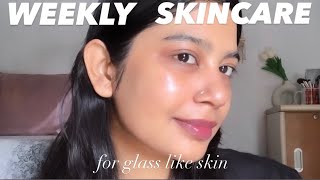 Weekly Skincare for glass like skin oil massagemasking lip care and more 🎀 [upl. by Adnilemre347]