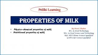 Properties of Milk  Nutritional and Physicochemical properties of Milk  Food Safety Officer [upl. by Kirst]