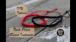 DIY Tutorial Pulsera de Macramé Nudo Plano Simple Inclinado  Bracelet Macrame Variation Flat Knot [upl. by Susanetta]