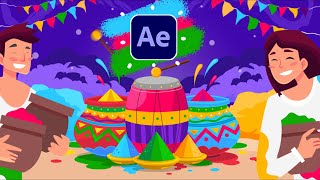 Holi Festival Motion Graphics Tutorials in After Effects [upl. by Mecke]