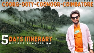 CoorgOotyCoonoorCoimbatore 5 day Budget Itinerary  Complete Travel Guide  Ooty Toy Train [upl. by Gyimah379]