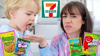 TRYING WEIRD 711 SNACKS AND CANDY [upl. by Galina977]