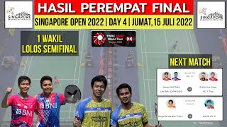 Hasil Singapore Open Hari ini  Jadwal Badminton Singapore Open 2022  Babak Perempatfinal [upl. by Ahteres]