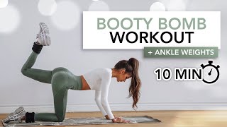 10 MIN BOOTY BOMB WORKOUT  Ankle Weights  Eylem Abaci [upl. by Adnamar]