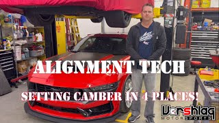 Alignment Tech Setting Front Camber in 4 Places [upl. by Elpmid775]