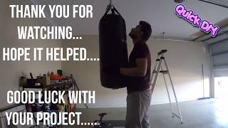 Hanging a boxing bag in garage Quick DIY [upl. by Anirdnajela]