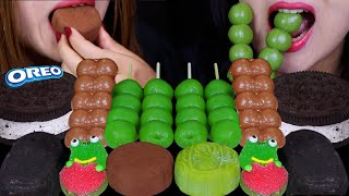 ASMR MALTESERS TEASERS CHOCOLATE BAR GREEN TEA DANGO MOHI BALLS FROG JELLY POPS OREO ICE CREAM 먹방 [upl. by Cela]