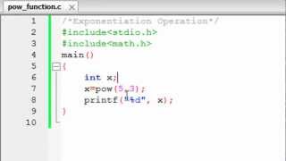 C Programming Tutorial  10 The pow Function [upl. by Ykroc]