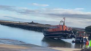 Seahouses lifeboat launch [upl. by Kcirted460]