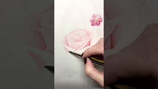 Painting a rose in watercolour shorts painting watercolor art artist arttutorial botanical [upl. by Neri149]