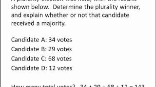 Math for Liberal Studies Plurality and Majority [upl. by Airreis]