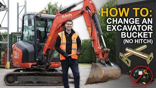 HOW TO Change an Excavator Bucket  No Hitch Required [upl. by Kantos]