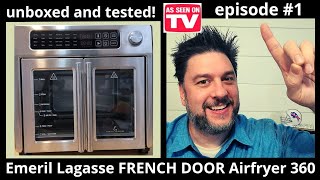 Emeril Lagasse FRENCH DOOR Airfryer 360 review unbox burn off and airfry 398 [upl. by Carmella]