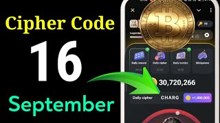 September 16 2024 daily cipher code hamster combat  16 September daily cipher code [upl. by Alleroif]