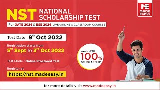 National Scholarship Test NST  For ESE 2024 amp GATE 2024  Classroom amp Online Courses  MADE EASY [upl. by Hillier]