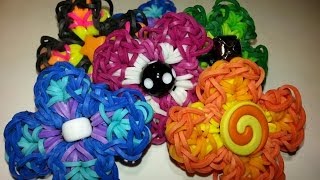 Primrose Flower Charm Tutorial by feelinspiffy Rainbow Loom [upl. by Fennessy]