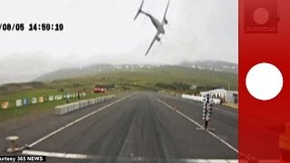 Scary Plane crashes into racetrack in Iceland and explodes [upl. by Chloras]