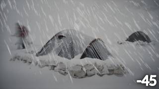 EXTREME Winter SNOW STORM 40C WINTER CAMPING WINTER STORM hits HOT tent FREEZING wind [upl. by Ecadnac78]