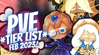 CRAZY RISES UPDATED PVE Tier List Feb 2023  Cookie Run Kingdom [upl. by Irbmac]